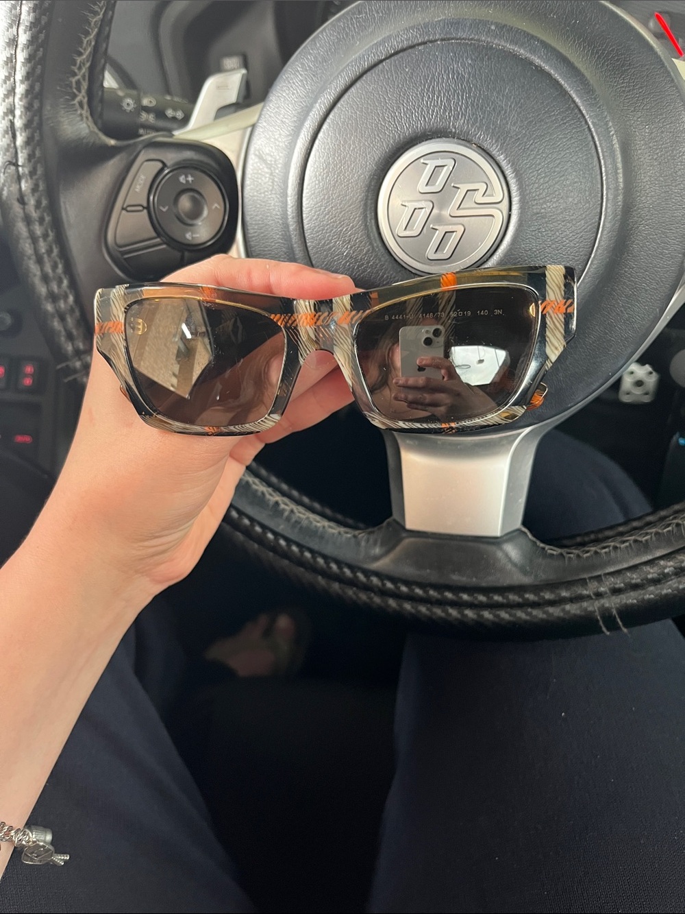 Burberry Plaid Rectangle Sunglasses in Brown and Orange